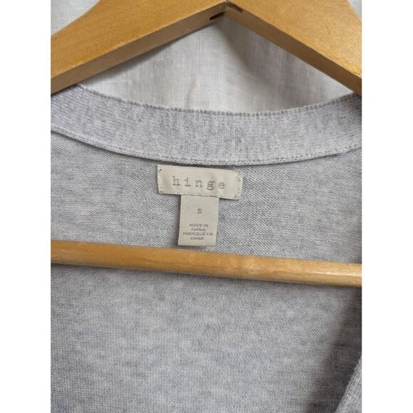 Hinge womens size small light gray cardigan sweater with ruffle detail v neck H1 - Picture 2 of 7